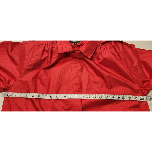 Vintage 80s Paris Sport Club Red Belted Long Nylon Trench Coat Women's 7/8 M - Picture 16 of 16